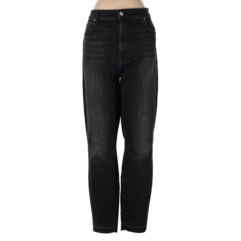 7 For All Mankind Straight Leg Jeans in Coated Black